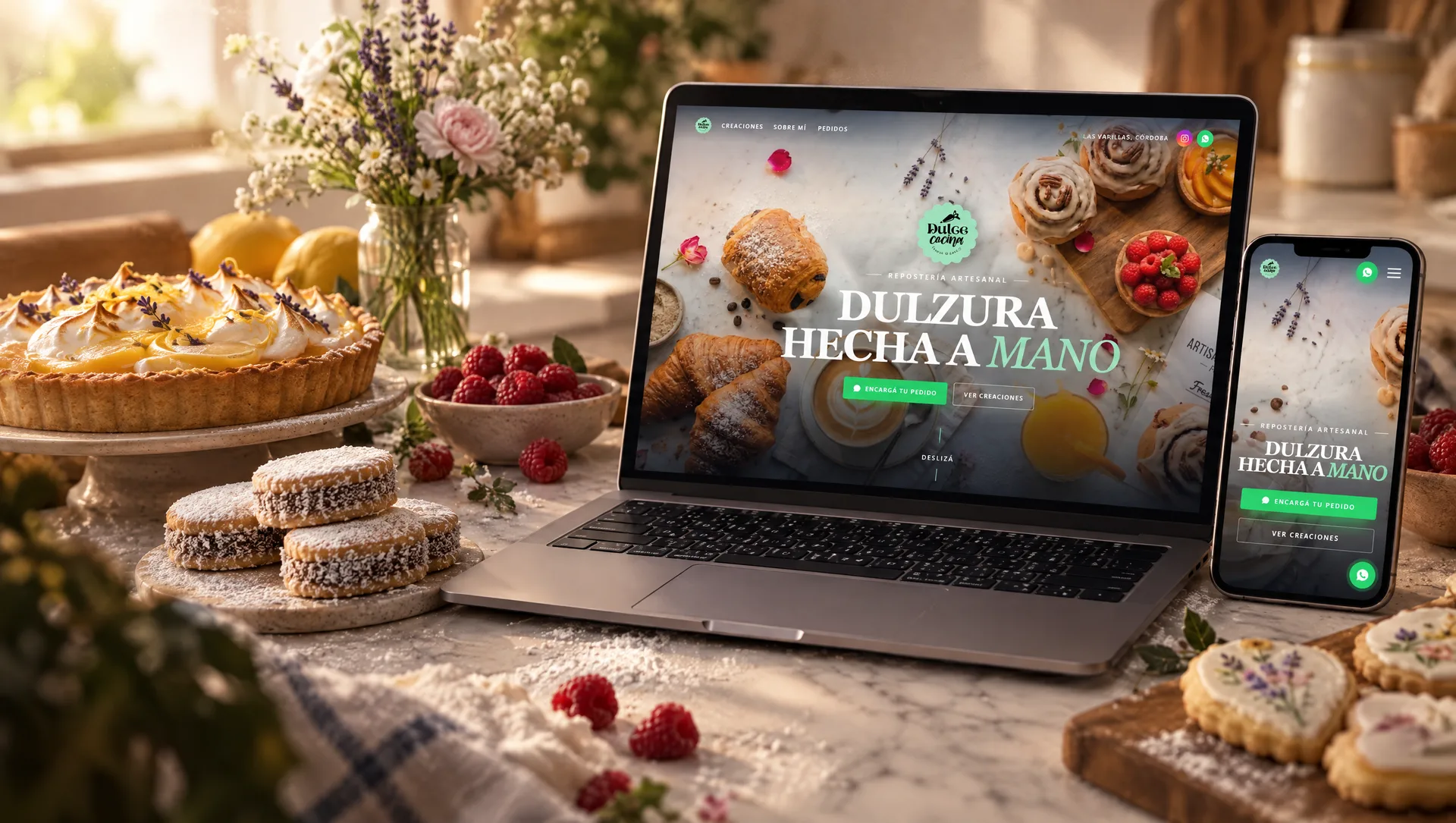 Web de Dulce Cocina en un portátil