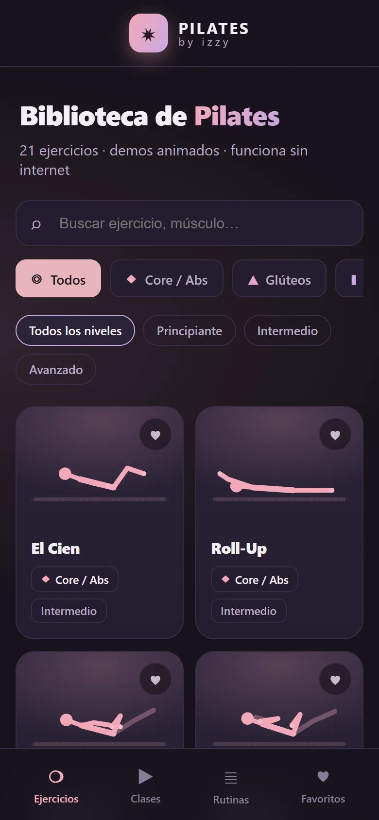 App de Pilates en el móvil: ejercicios